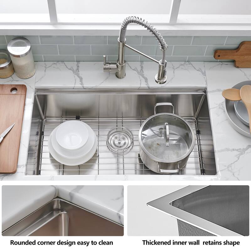 32.9 in. Undermount Single Bowl Stainless Steel Kitchen Sink - 32.9" L×18.9" W× 9.64" H