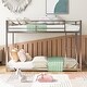preview thumbnail 3 of 9, Silver Twin over Twin Size Metal Low Bunk Bed with Ladder & Fence