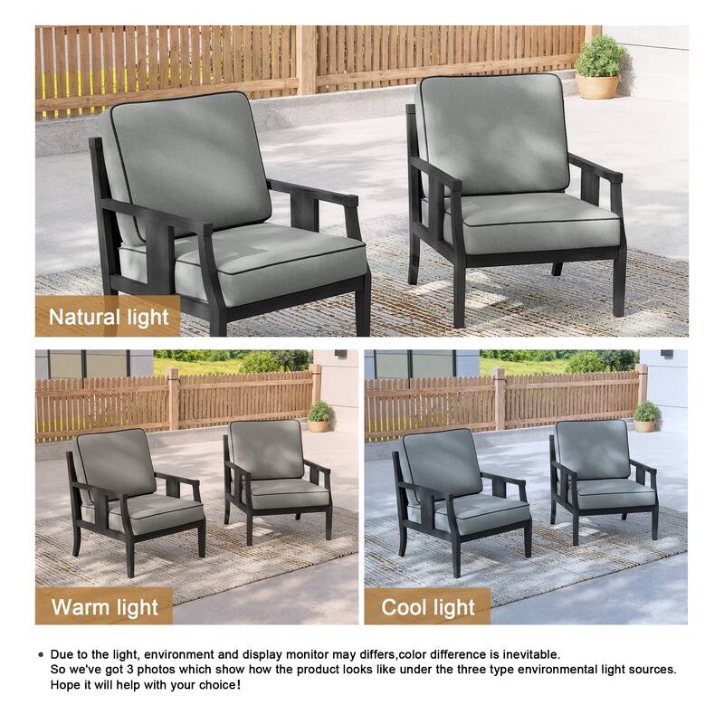 2 Set Outdoor Patio Club Chair with Cushion Patio Arm Lounge Chair