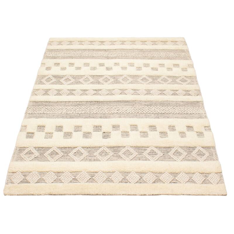 ECARPETGALLERY Braid weave Sienna Cream Wool Rug - 5'0 x 7'6