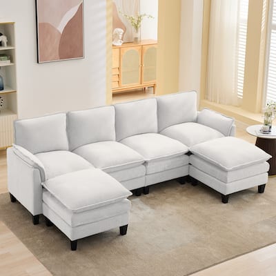 Luxury 4-Seater Sofa & Footstool – Ultra-Plush, Multi-Room Comfort