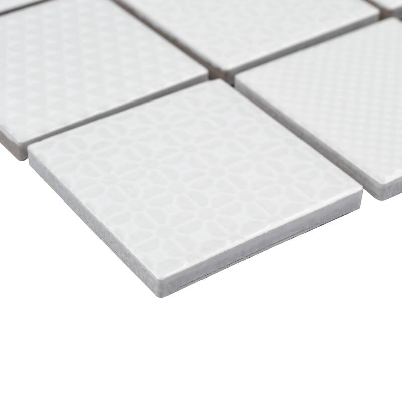 Merola Tile Celadon White 11-5/8" x 11-5/8" Porcelain Mosaic Floor and Wall Tile