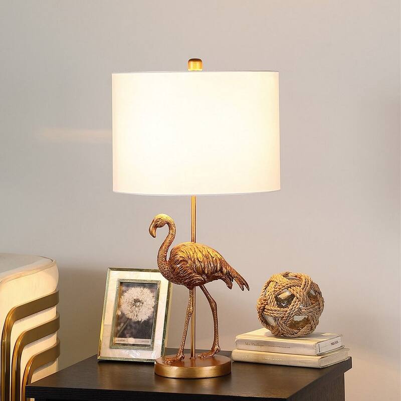 26" Matte Gold Flamingo Resin Table Lamp