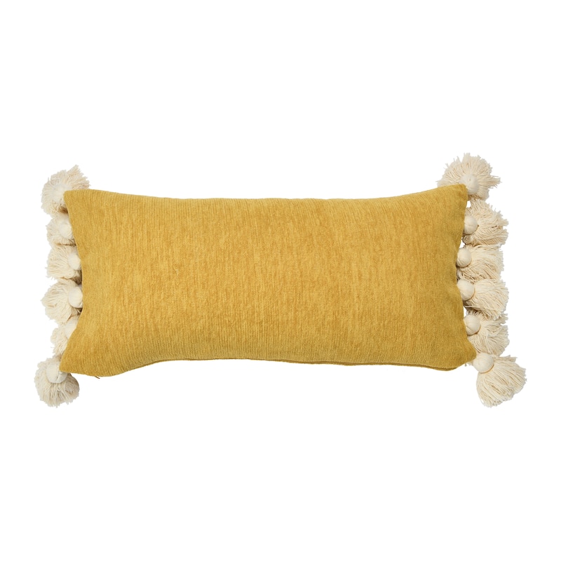 Cotton Chenille Lumbar Pillow with Tassels