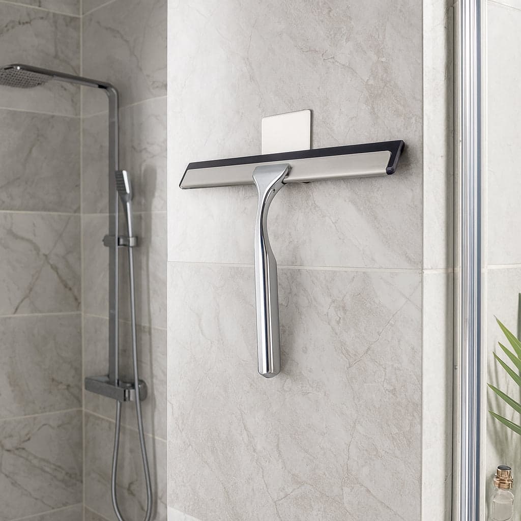 Silver Stainless Steel Window Bathroom Cleaning Squeegee - 10"