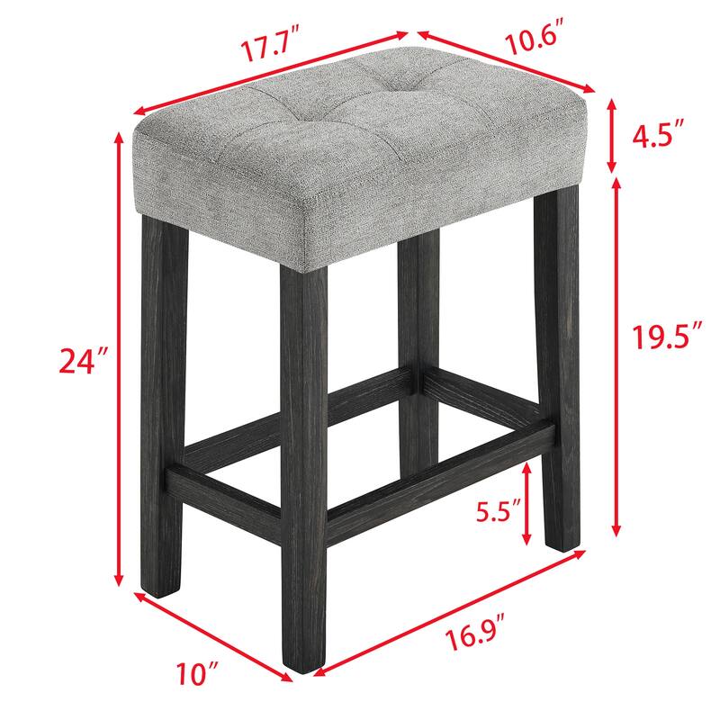 Roomfitters 4-Piece Bar Table Set with Power Outlet, Industrial Counter Height Dining Table with Stools for Kitchen