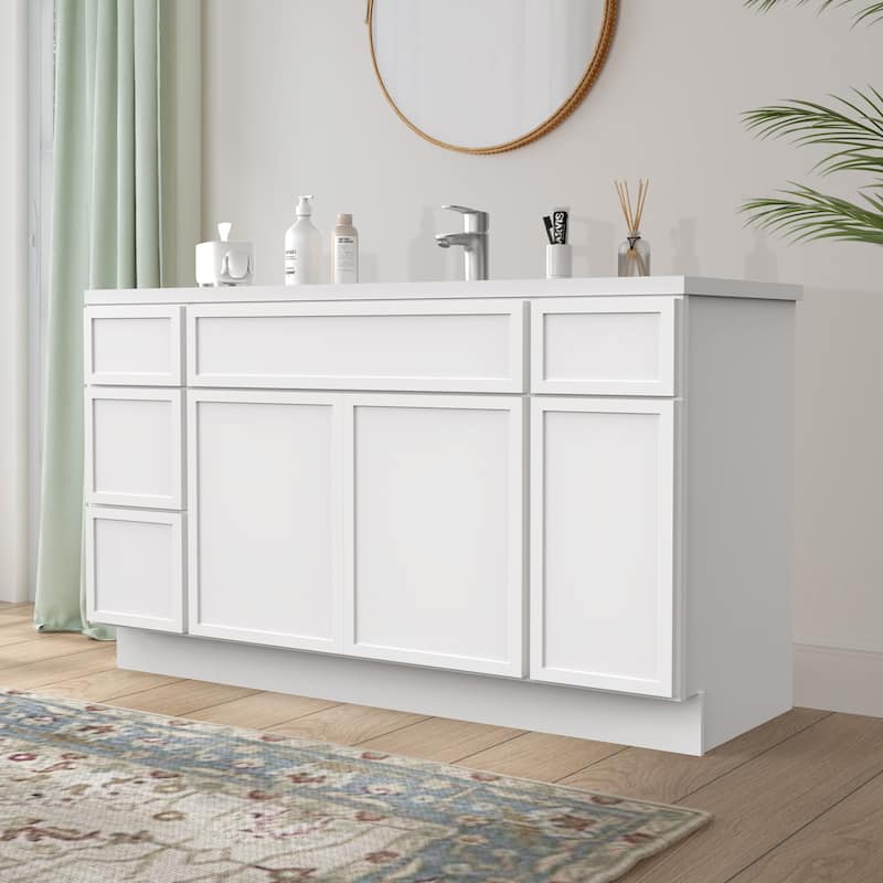 Vanity Art 60" Birch Freestanding Bathroom Vanity Cabinet without Top
