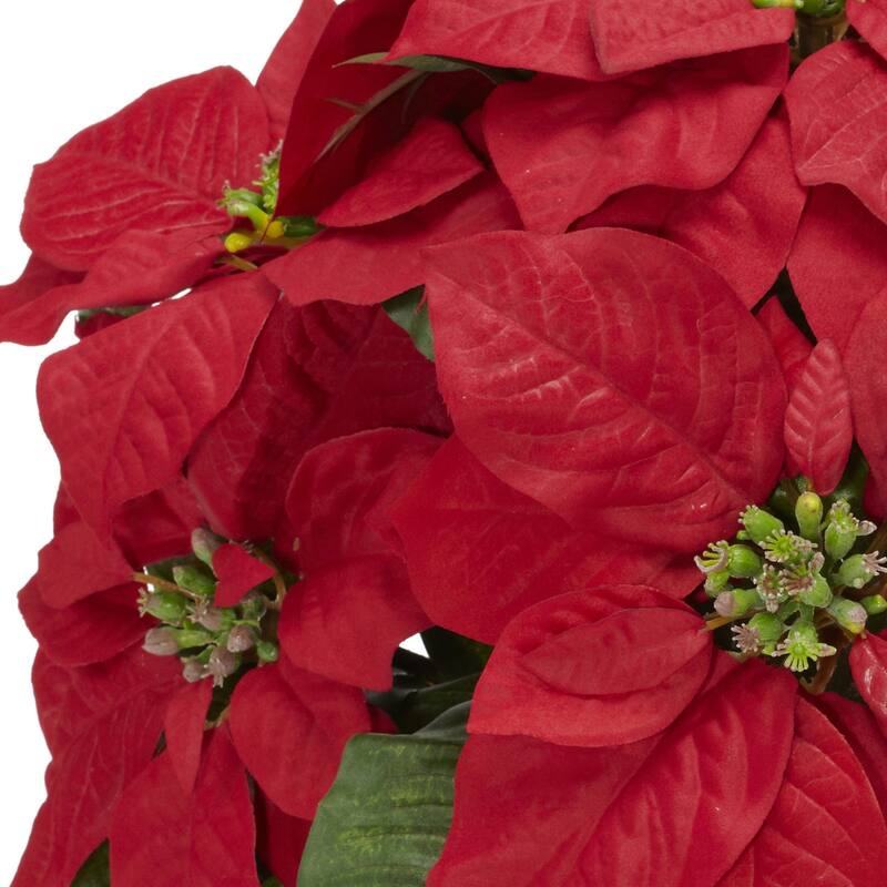 Silk Flower Arrangement Ceramic Vase - Realistic Faux Flowers, Timeless Traditional Christmas Decor, 12"L x 11"D x 13"H - 13