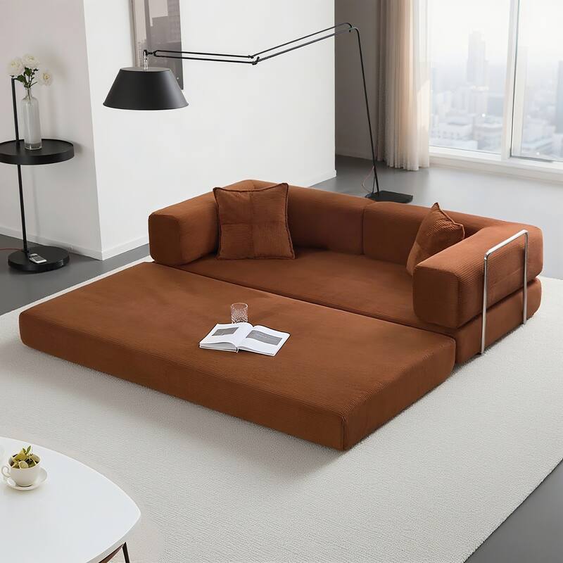 78.8"Convertible Floor Sofa Bed-with Pillow Back Support Armrest Floor Couch Compression Sofa Futon Couch Lounge Sleeper Bed