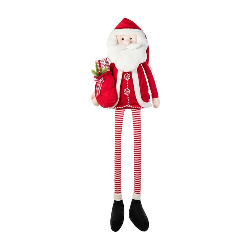 Glitzhome 60"H Christmas Oversized Fabric Santa Snowman With Dangle Legs