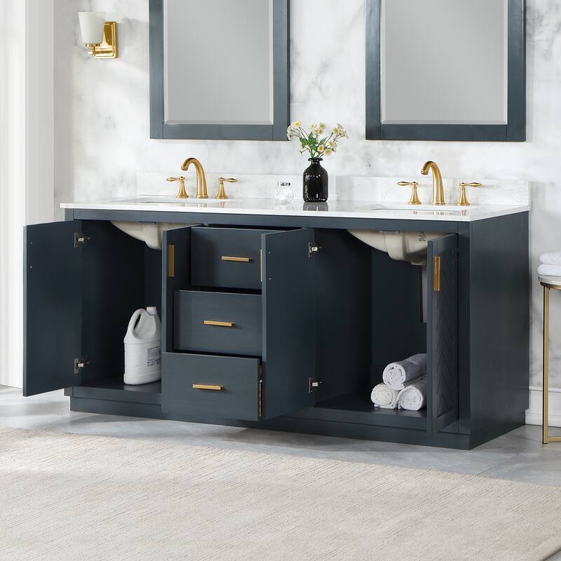 Altair Gazsi Bathroom Vanity with Composite Stone Countertop without Mirror
