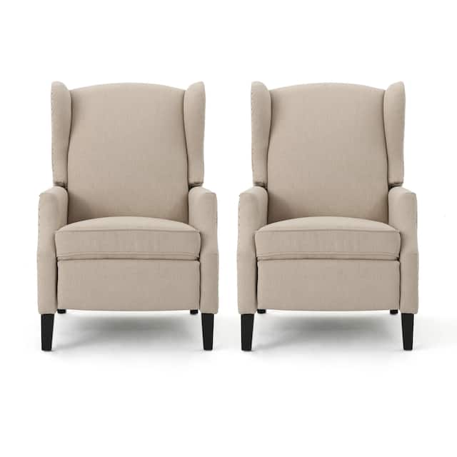 Wescott Contemporary Recliners (Set of 2) by Christopher Knight Home - Wheat + Dark Brown