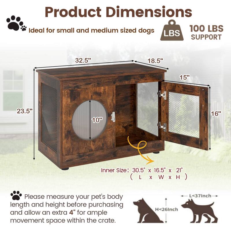 Costway Furniture Style Dog Crate for Small Medium Dogs Translucent - See Details