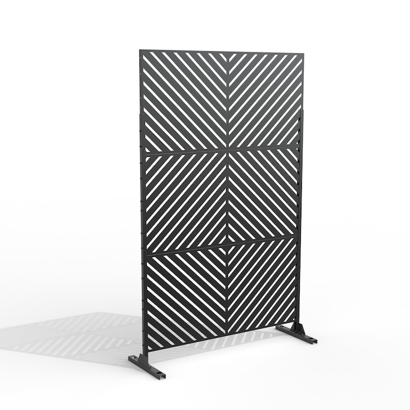 Free Standing Decorative Outdoor Privacy Screen - 06-Black