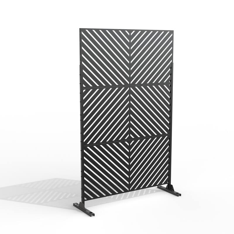 Outdoor Free Standing Metal Privacy Screen - Arrow - Black-Arrow