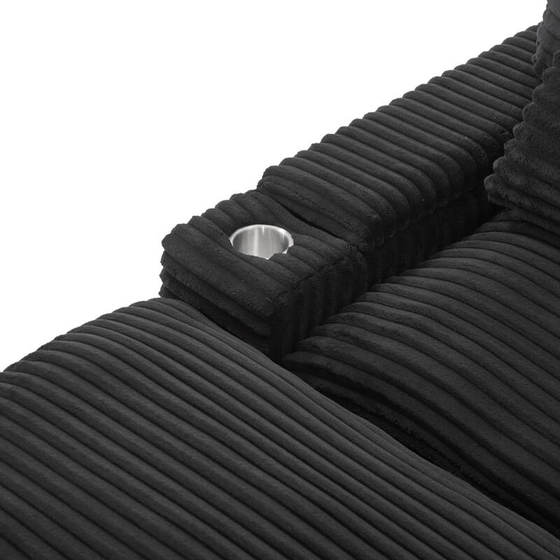 Loveseat Sofa Free-combined Sectional Convertible Sofa Bed with Storage Space, Two Movable Ottomans, Four USB Ports