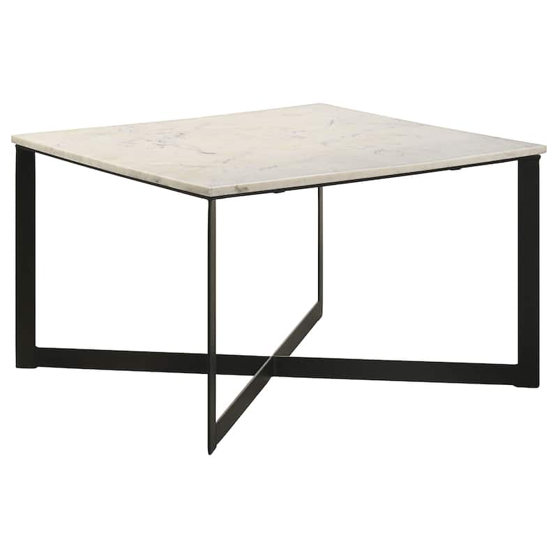 Tobin Square Marble Top Coffee Table White and Black - Marble - White Marble