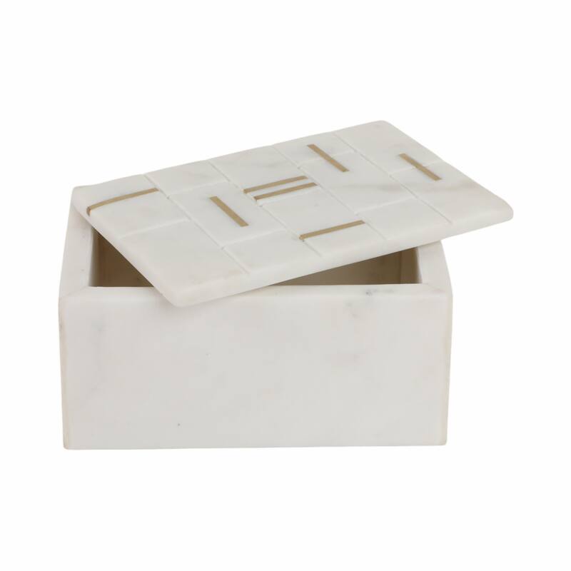 Marble and Brass Contemporary Modern Decorative Box Metal Construction - 6" x 4" x 3"