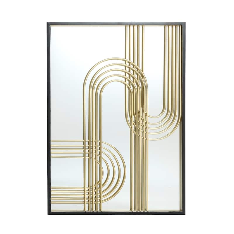 Modern Gold Iron Loops Rectangular Accent Wall Mirrors (Set of 2) - 25.98" H x 17.91" W x 0.98" D