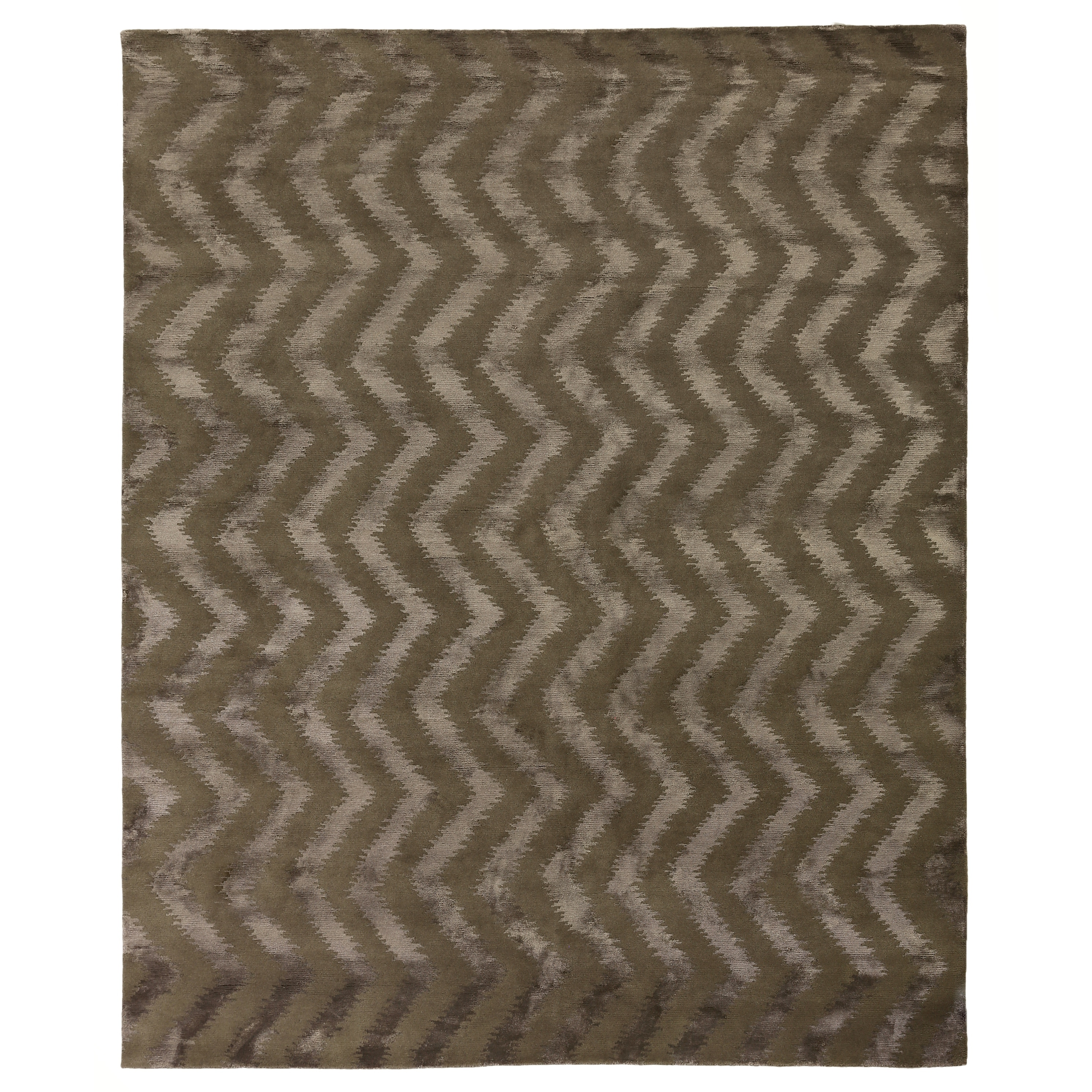 Vero hand-knotted Wool/Bamboo Silk Chocolate Area Rug - 8' x 10'