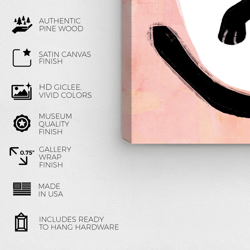 Wynwood Studio 'Yin Yang Cats' Animals Wall Art Canvas Print Cats and Kitties - Pink, White