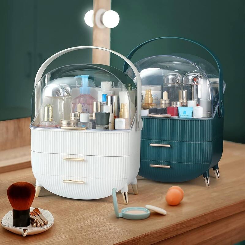 Makeup Organizer,Cosmetics Display Case With 2-Layer Storage Box - 11.2*7.2*14.5in,