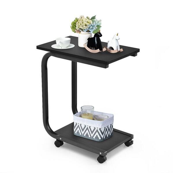 Shop Gymax Set Of 2 Coffee Sofa Side End Table Snack Stand Rolling
