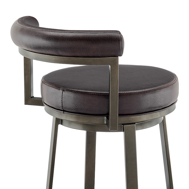 Neura Modern Swivel Counter/Bar Stool in Faux Leather and Metal