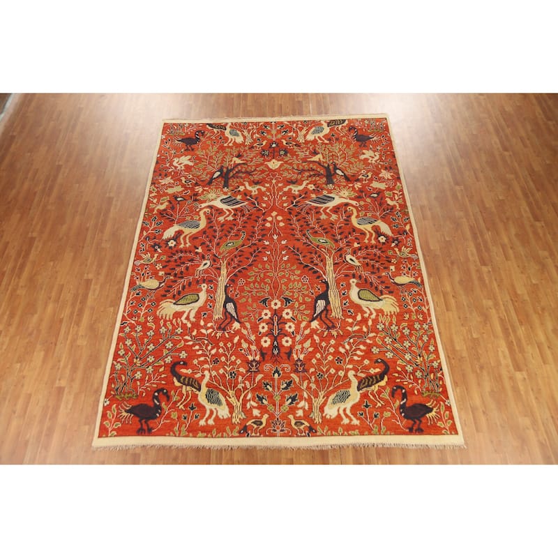 Hand Knotted Oriental 100% Wool Carpet Traditional All-Over Oranges & Rust Ziegler Area Rug - 11' 10'' X 8' 10''
