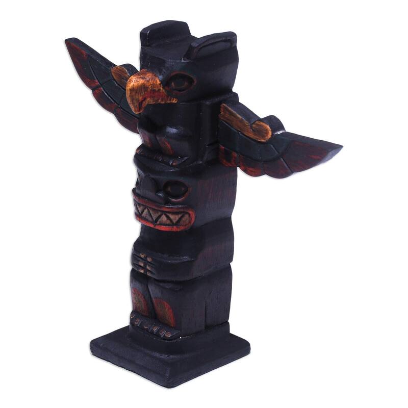 Novica Handmade Garuda Totem Wood Statuette - 7.75" H x 8.75" W x 2.8" D