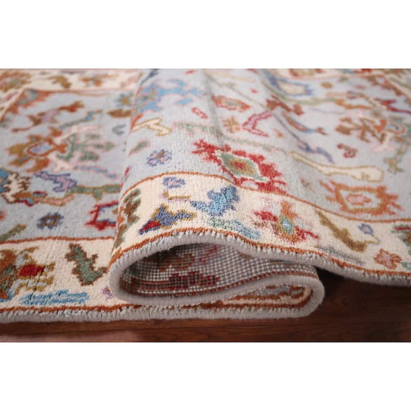 Light Blue Oushak Oriental Accent Rug Handmade Wool Carpet - 2'7"x 5'11"