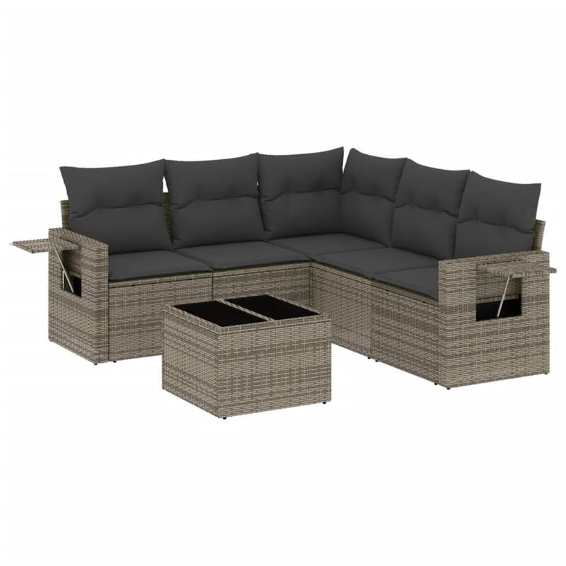 vidaXL Patio Sofa Set with Cushions Outdoor Conversation Furniture Poly Rattan