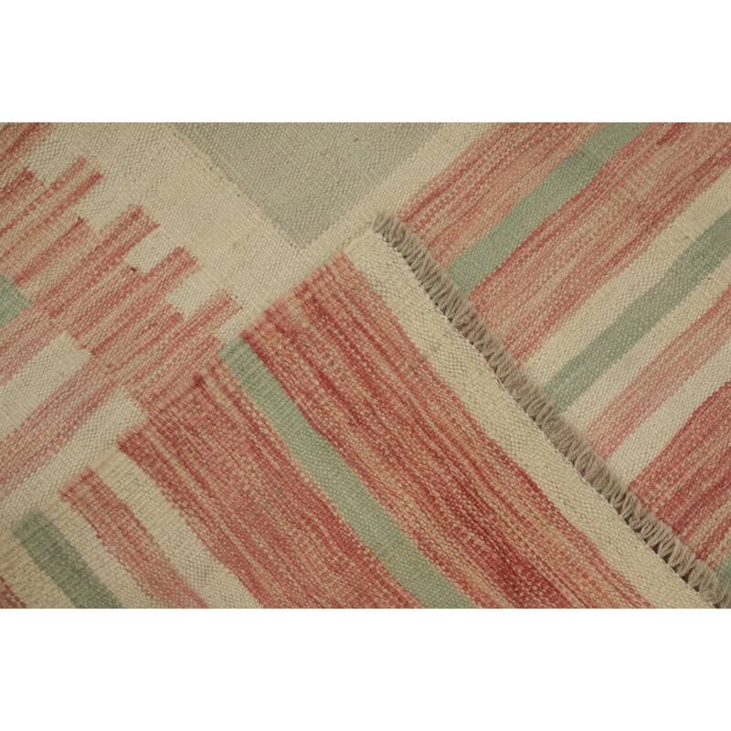 Hand Woven Southwestern Wool Green Geometric Area Rug - 12' 7'' X 9' 10''