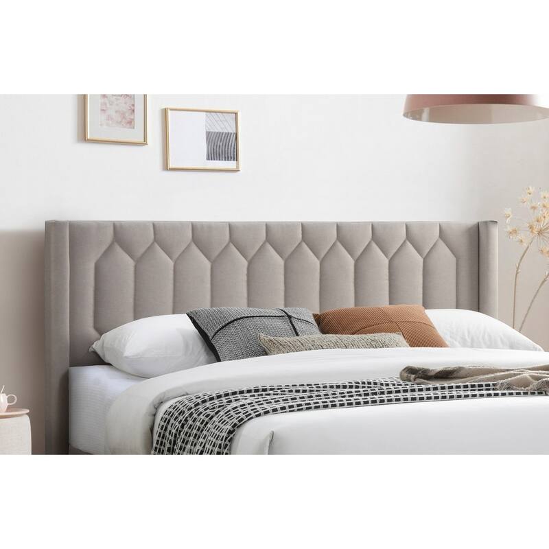 Queen Size Upholstered Platform Bed with Diamond Stitch Headboard and Modern Platform Design
