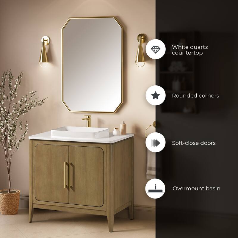 OVE Heidi Cortado Bathroom Vanity with White Quartz Top