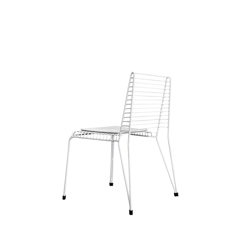 Contemporary Metal Slat Chair With Seat Pad Set of 2
