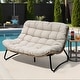 preview thumbnail 7 of 32, All-Weather PE Rattan Double Papasan Chair Loveseat with Soft Cushion for Indoor Outdoor