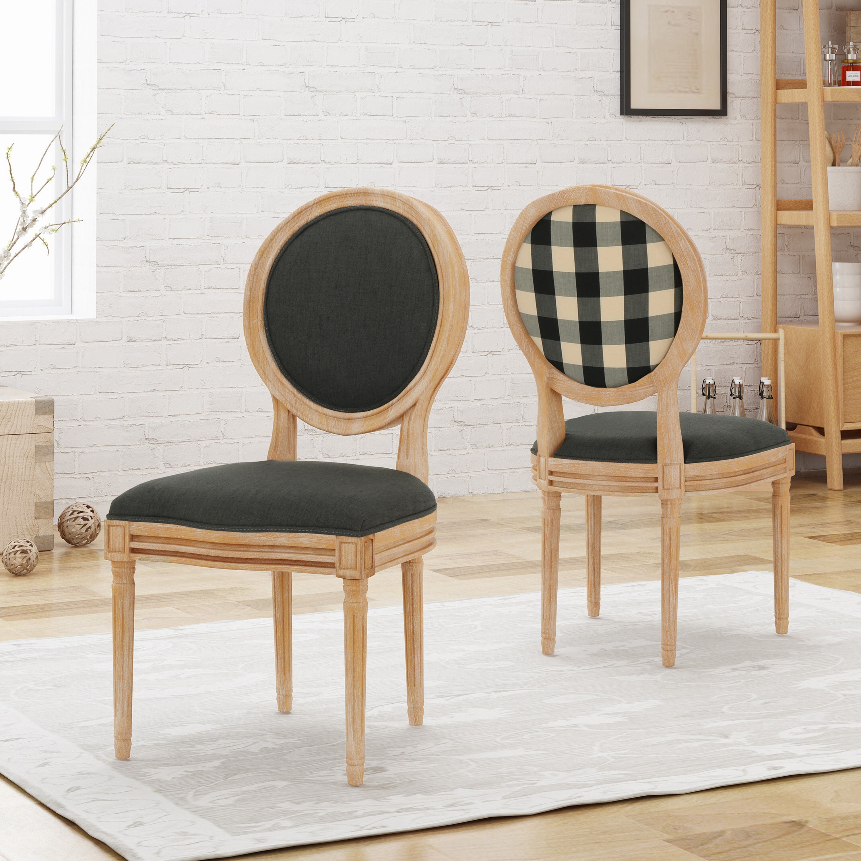 Phinnaeus Upholstered Farmhouse Dining Chairs Set of 2 by Christopher Knight Home