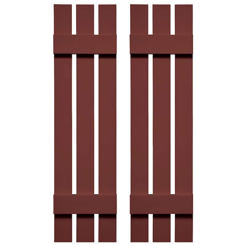 Builders Edge, Standard Three Board Spaced, Board-n-Batten Shutters, Includes Matching Installation Spikes (Per Pair) - 12"W x 47"H - 027 - Burgundy Red