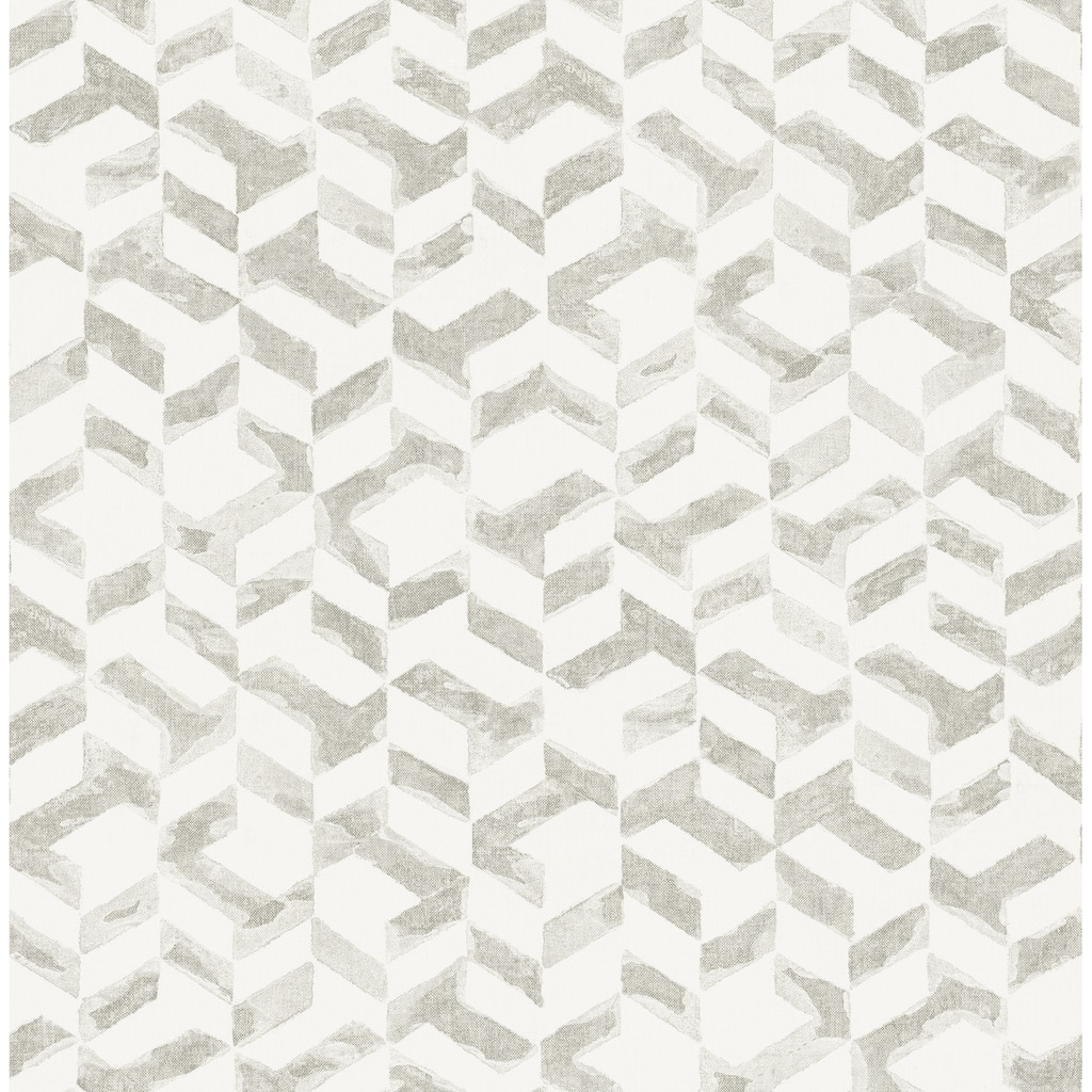 A-Street Prints Instep Pewter Abstract Geometric Wallpaper
