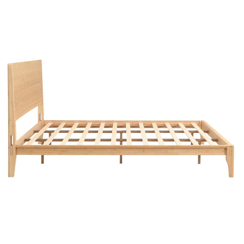 Bamboo Platform Bed Frame with Wood Slat Metal Support