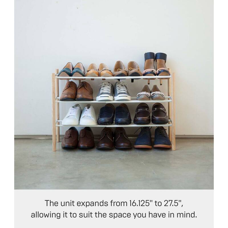 Yamazaki Home Expandable Shoe Rack, Steel, Holds 12 to 16 shoes, Holds 19.8 lbs, Expandable