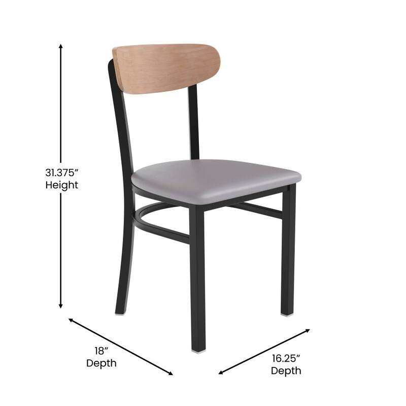 2PK Commercial Metal Dining Chairs with Boomerang Back