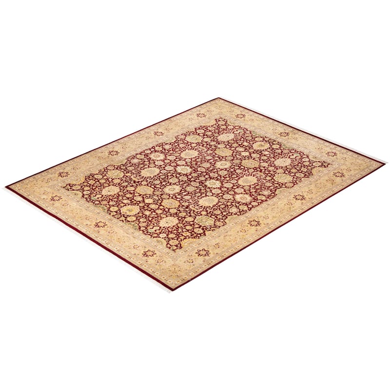 Overton Hand Knotted Wool Vintage Inspired Traditional Mogul Red Area Rug - 8' 1" x 10' 2"