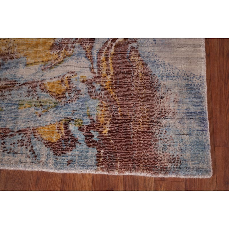 Contemporary Oriental Area Rug Hand-Knotted Modern Wool Carpet - 5'0" X 8'0"