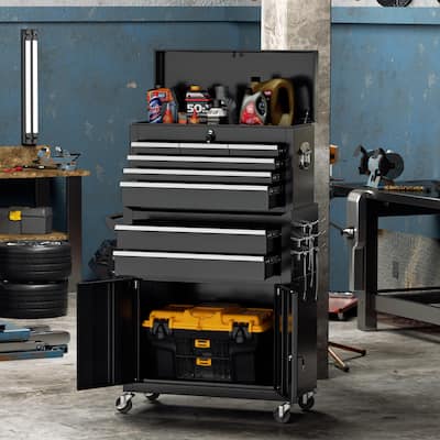 8-Drawer 2 in 1 Rolling Tool Chest Cabinet Garage Storage Toolbox with Detachable Top Tool Box and Universal Lockable Wheels