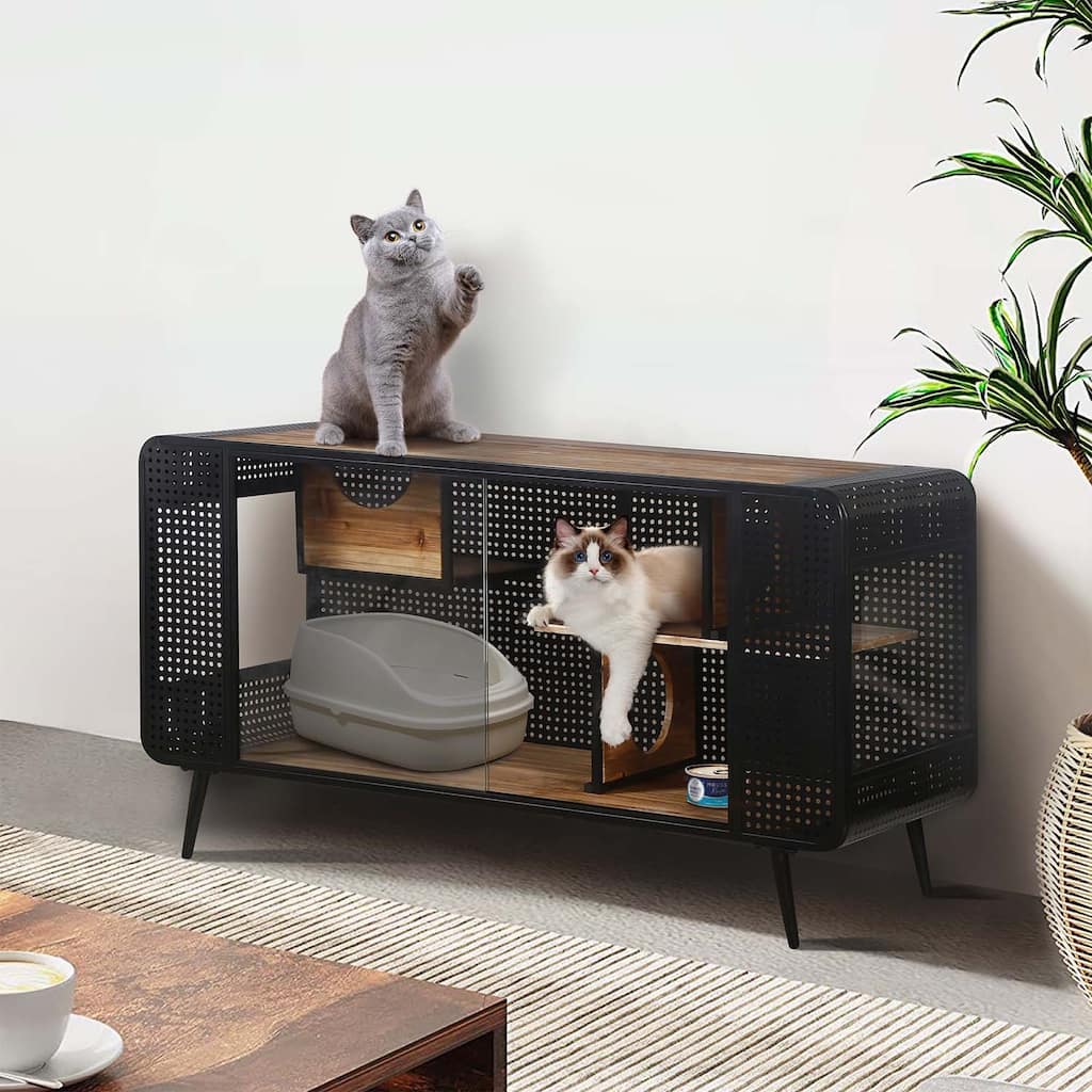 Versatile Cat House with Tempered Glass