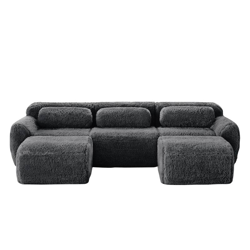 Anmytek Modular Sectional U-Shaped Sofa Deep Seat With Chaise Free Combination Vacuum Packed