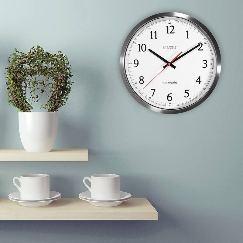 Curata Ultratomic Stainless Steel Frame Automatic-Set Wall Clock