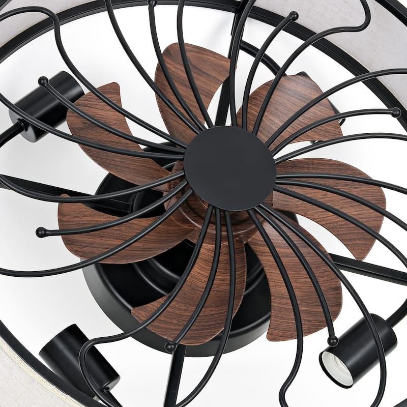 20-Inch Indoor Black Low Profile Cage Ceiling Fan - 20 Inches